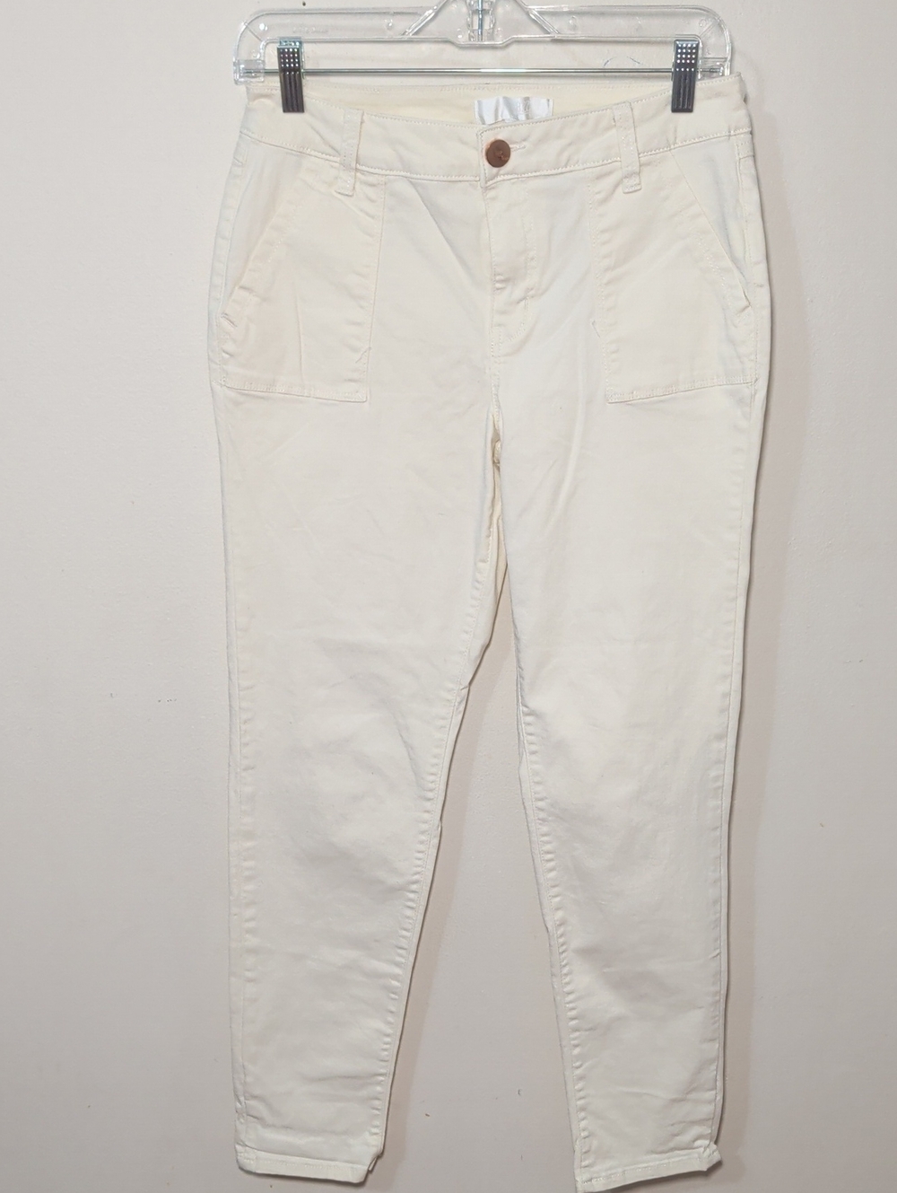 1822 Utility-Style Skinny Jeans Cream Stretch Minimalist Neutral Women's Size 6